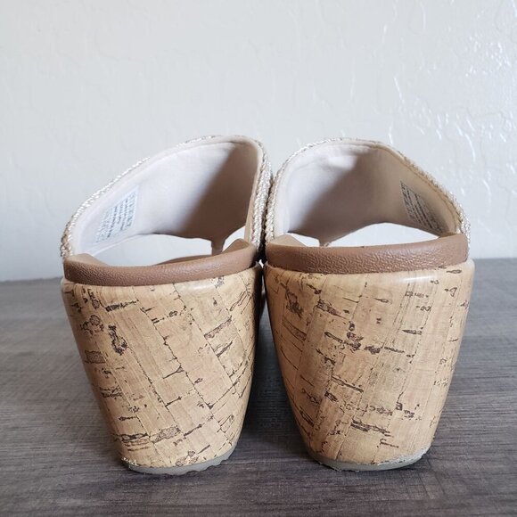 Skechers Crochet Beverlee Fancy Work Wedge Sandals Natural Size Women's 11 Beach - Picture 3 of 10